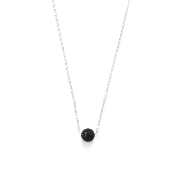 Graduated Black Onyx with Beads Necklace 18 Inch and a 14K White Gold Lobster Clasp Graduated Black Onyx with Beads Necklace 18 Inch and a 14K White Gold Lobster Clasp